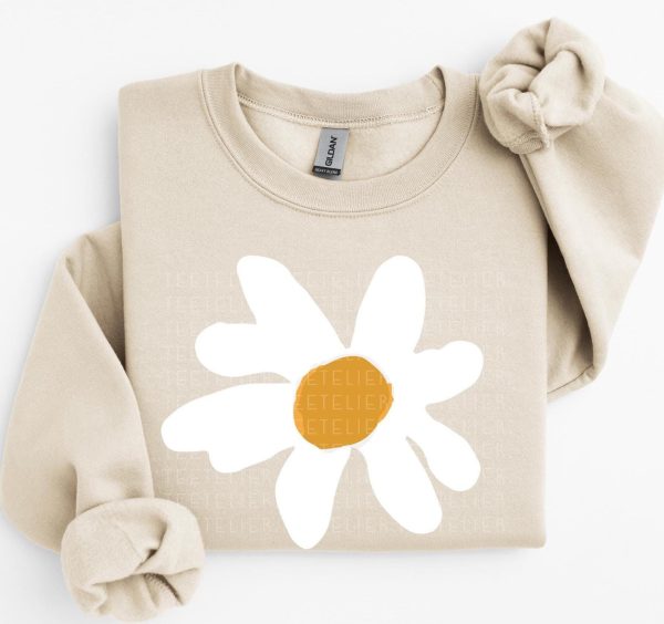 Daisy Groovy Sweatshirt Retro Floral Shirt Women - Image 1